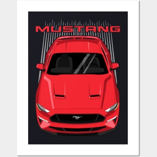 Mustang GT 2018 to 2019 - Red Posters and Art